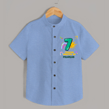7th Month Baby Outfit | Personalized Shirt for Newborn | Milestone Gift Idea - SKY BLUE - 0 - 6 Months Old (Chest 23")