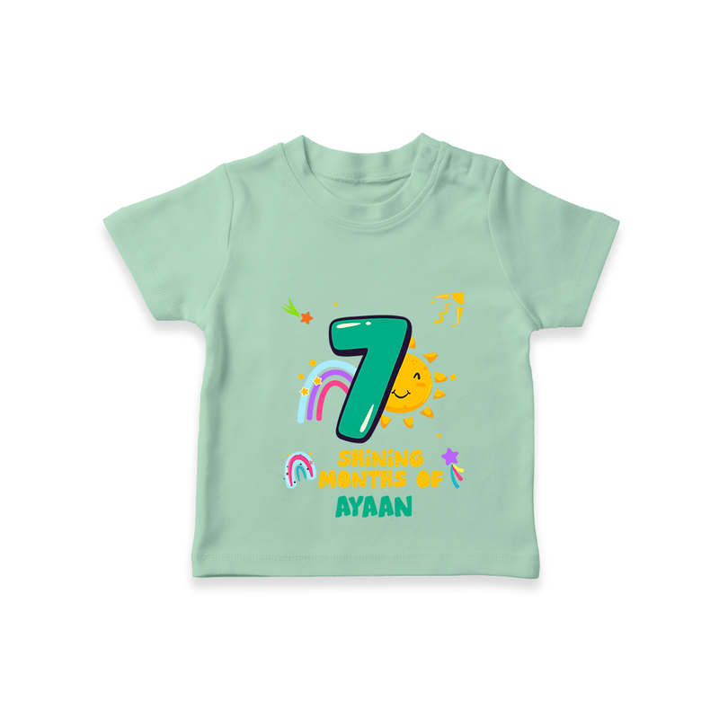 Celebrate The 7th Month Birthday with Personalized T-Shirt - MINT GREEN - 0 - 5 Months Old (Chest 17")