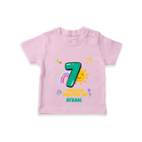 Celebrate The 7th Month Birthday with Personalized T-Shirt - PINK - 0 - 5 Months Old (Chest 17")