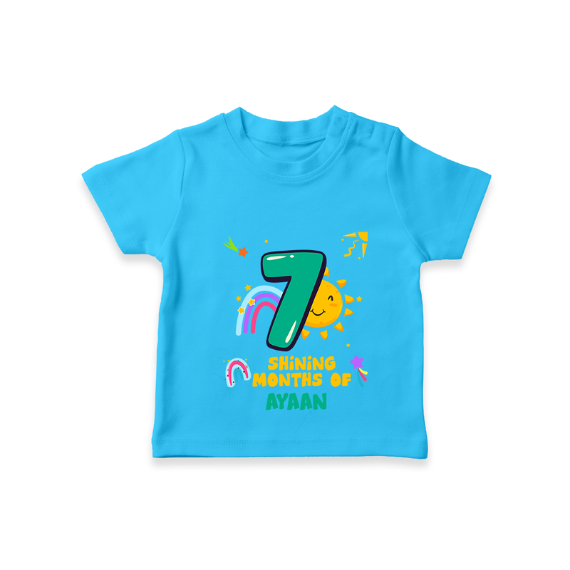 Celebrate The 7th Month Birthday with Personalized T-Shirt - SKY BLUE - 0 - 5 Months Old (Chest 17")