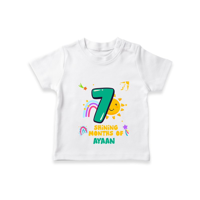 Celebrate The 7th Month Birthday with Personalized T-Shirt - WHITE - 0 - 5 Months Old (Chest 17")