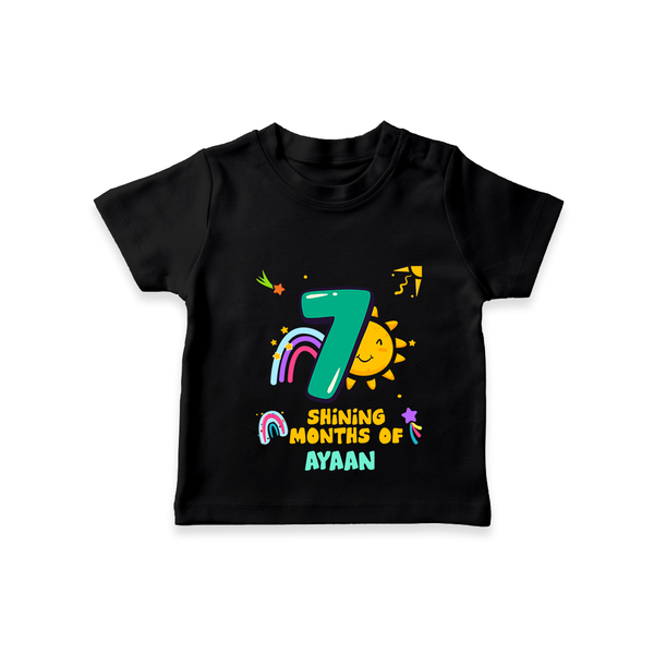 Celebrate The 7th Month Birthday with Personalized T-Shirt - BLACK - 0 - 5 Months Old (Chest 17")