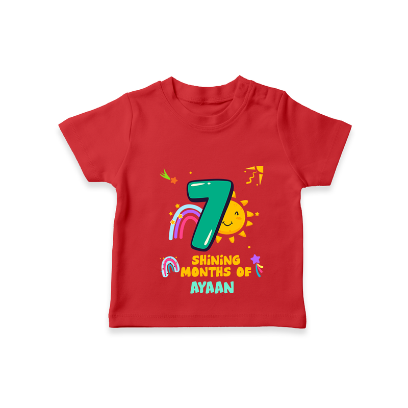 Celebrate The 7th Month Birthday with Personalized T-Shirt - RED - 0 - 5 Months Old (Chest 17")