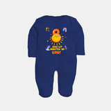 8th Month Baby Outfit | Personalized Full Sleeve Bodysuit/ Sleep Suit/ Jumpsuit for Newborn | Milestone Gift Idea - NAVY BLUE - New Born (Chest 7.5")