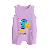 9th Month Baby Outfit | Personalized Romper Suit/ Sleeveless Romper for Newborn | Milestone Gift Idea - LILAC - 0 - 5 Months Old (Chest 18")