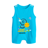 9th Month Baby Outfit | Personalized Romper Suit/ Sleeveless Romper for Newborn | Milestone Gift Idea - SKY BLUE - 0 - 5 Months Old (Chest 18")