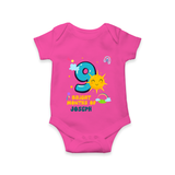 9th Month Baby Outfit | Personalized Romper/Onesie for Newborn | Milestone Gift Idea - HOT PINK - New Born (Chest 14")