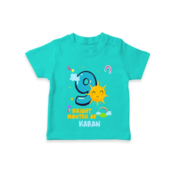 Celebrate The 9th Month Birthday with Personalized T-Shirt - TEAL - 0 - 5 Months Old (Chest 17")