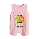 10th Month Baby Outfit | Personalized Romper Suit/ Sleeveless Romper for Newborn | Milestone Gift Idea - BABY PINK - 0 - 5 Months Old (Chest 18")