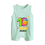 10th Month Baby Outfit | Personalized Romper Suit/ Sleeveless Romper for Newborn | Milestone Gift Idea - MINT GREEN - 0 - 5 Months Old (Chest 18")