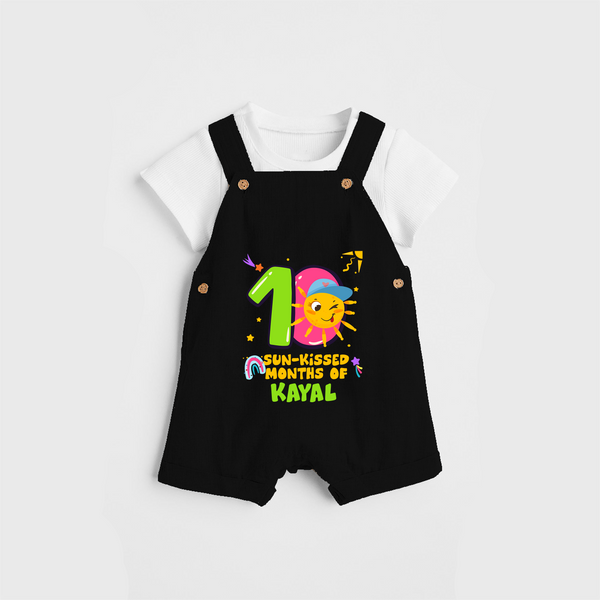 Celebrate The 10th Month Birthday Custom Dungaree set, Personalized with your Baby's name - BLACK - 0 - 5 Months Old (Chest 17")