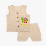 Celebrate The 10th Month Birthday with Personalized Jabla set - CREAM - 0 - 3 Months Old (Chest 9.8")