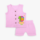Celebrate The 10th Month Birthday with Personalized Jabla set - LAVENDER ROSE - 0 - 3 Months Old (Chest 9.8")