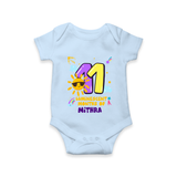 11th Month Baby Outfit | Personalized Romper/Onesie for Newborn | Milestone Gift Idea - BABY BLUE - New Born (Chest 14")
