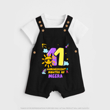 11th Month Baby Outfit | Personalized Dungaree Set for Newborn | Milestone Gift Idea - BLACK - 0 - 5 Months Old (Chest 18")