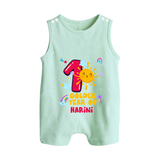 1st Year Baby Outfit | Personalized Romper Suit/ Sleeveless Romper for Newborn | Milestone Gift Idea - MINT GREEN - 0 - 5 Months Old (Chest 18")