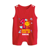 1st Year Baby Outfit | Personalized Romper Suit/ Sleeveless Romper for Newborn | Milestone Gift Idea - RED - 0 - 5 Months Old (Chest 18")