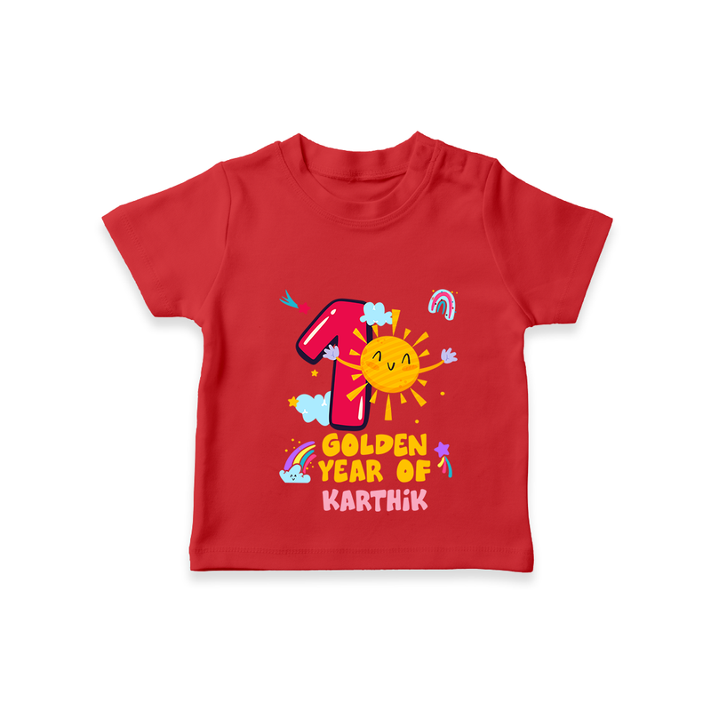 Celebrate The 1st Year Birthday with Personalized T-Shirt - RED - 0 - 5 Months Old (Chest 17")