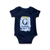 Personalized Birthday Stat Romper | Custom Baby Romper with Birth Date, Time, and Weight - NAVY BLUE - New Born (Chest 14")