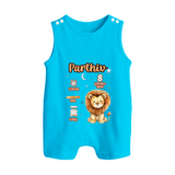 Birthday Stats Romper Suit/Sleeveless Romper | Custom Baby Romper Suit/Sleeveless Romper with Name, Time,Birth Date, and Weight - SKY BLUE - 0 - 5 Months Old (Chest 18")