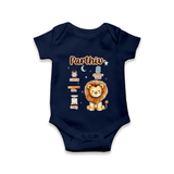 Birthday Stats Romper | Custom Baby Romper with Name, Time,Birth Date, and Weight - NAVY BLUE - New Born (Chest 14")