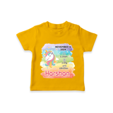 Baby's First Birthday Stat T-shirt | Personalized T-shirt with Birth Info - CHROME YELLOW - 0-5 Months Old (Chest 17")