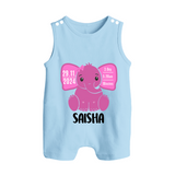 My First Birthday Stats Romper Suit/Sleeveless Romper | Custom Romper Suit/Sleeveless Romper with Birth Details - BABY BLUE - 0 - 5 Months Old (Chest 18")