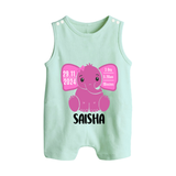 My First Birthday Stats Romper Suit/Sleeveless Romper | Custom Romper Suit/Sleeveless Romper with Birth Details - MINT GREEN - 0 - 5 Months Old (Chest 18")