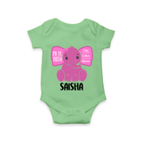 My First Birthday Stats Romper | Custom Romper with Birth Details - GREEN - New Born (Chest 14")