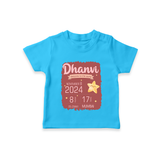 Personalized Birth Stats T-shirt | Custom Baby T-shirt with Name and Birth Information - SKY BLUE - 0-5 Months Old (Chest 17")