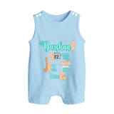Baby Birthday Stat Keepsake Romper Suit/Sleeveless Romper | Personalized Baby Romper Suit/Sleeveless Romper with Birth Info - BABY BLUE - 0 - 5 Months Old (Chest 18")