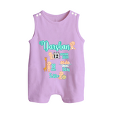 Baby Birthday Stat Keepsake Romper Suit/Sleeveless Romper | Personalized Baby Romper Suit/Sleeveless Romper with Birth Info - LILAC - 0 - 5 Months Old (Chest 18")