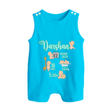 Baby Birthday Stat Keepsake Romper Suit/Sleeveless Romper | Personalized Baby Romper Suit/Sleeveless Romper with Birth Info - SKY BLUE - 0 - 5 Months Old (Chest 18")