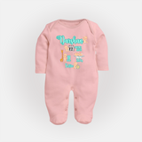 Baby Birthday Stat Keepsake Sleep Suit/Full sleeve body suit | Personalized Baby Sleep Suit/Full sleeve body suit with Birth Info - BABY PINK - New Born (Chest 7.5")