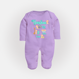 Baby Birthday Stat Keepsake Sleep Suit/Full sleeve body suit | Personalized Baby Sleep Suit/Full sleeve body suit with Birth Info - LILAC - New Born (Chest 7.5")