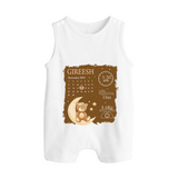 My Birth Stats Romper Suit/Sleeveless Romper | Custom Romper Suit/Sleeveless Romper with Baby's Birth Info - WHITE - 0 - 5 Months Old (Chest 18")
