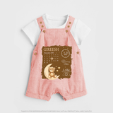 My Birth Stats Dungaree Set | Custom Dungaree Set with Baby's Birth Info - PEACH - 0 - 5 Months Old (Chest 18")