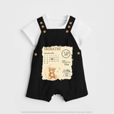 My Birth Stats Dungaree Set | Custom Dungaree Set with Baby's Birth Info - BLACK - 0 - 5 Months Old (Chest 18")