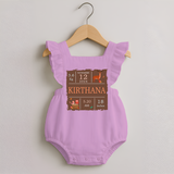 Birth Stats Custom Romper Frock | Personalized Baby Romper Frock with Birth Details - BABY PINK - 0 - 3 Months Old (Chest 19")