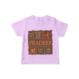 Birth Stats Custom T-shirt | Personalized Baby T-shirt with Birth Details - LILAC - 0-5 Months Old (Chest 17")