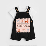 Birth Stats Custom Dungaree Set | Personalized Baby Dungaree Set with Birth Details - BLACK - 0 - 5 Months Old (Chest 18")