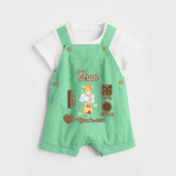 Personalized Birthday Stats Baby Dungaree Set | Custom Dungaree Set for Baby's First Birthday - GREEN - 0 - 5 Months Old (Chest 18")