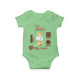 Personalized Birthday Stats Baby Romper | Custom Romper for Baby's First Birthday - GREEN - New Born (Chest 14")