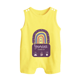 Custom Birthday Stat Romper Suit/Sleeveless Romper | Personalized Romper Suit/Sleeveless Romper with Baby's Birth Date and Weight - PASTEL YELLOW - 0 - 5 Months Old (Chest 18")