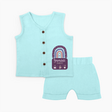 Custom Birthday Stat Jabla Set | Personalized Jabla Set with Baby's Birth Date and Weight - BABY BLUE - 0 - 3 Months Old (Chest 9.8")