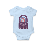 Custom Birthday Stat Romper | Personalized Romper with Baby's Birth Date and Weight - BABY BLUE - New Born (Chest 14")