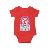 Custom Birthday Stat Romper | Personalized Romper with Baby's Birth Date and Weight - RED - New Born (Chest 14")