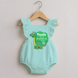 Milestone Birth Stats Romper Frock | Personalized Romper Frock for Baby's Special Day - MINT GREEN - 0 - 3 Months Old (Chest 19")