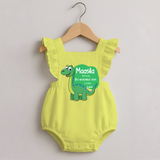 Milestone Birth Stats Romper Frock | Personalized Romper Frock for Baby's Special Day - PASTEL YELLOW - 0 - 3 Months Old (Chest 19")