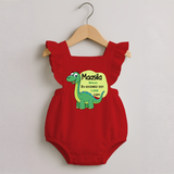 Milestone Birth Stats Romper Frock | Personalized Romper Frock for Baby's Special Day - RED - 0 - 3 Months Old (Chest 19")